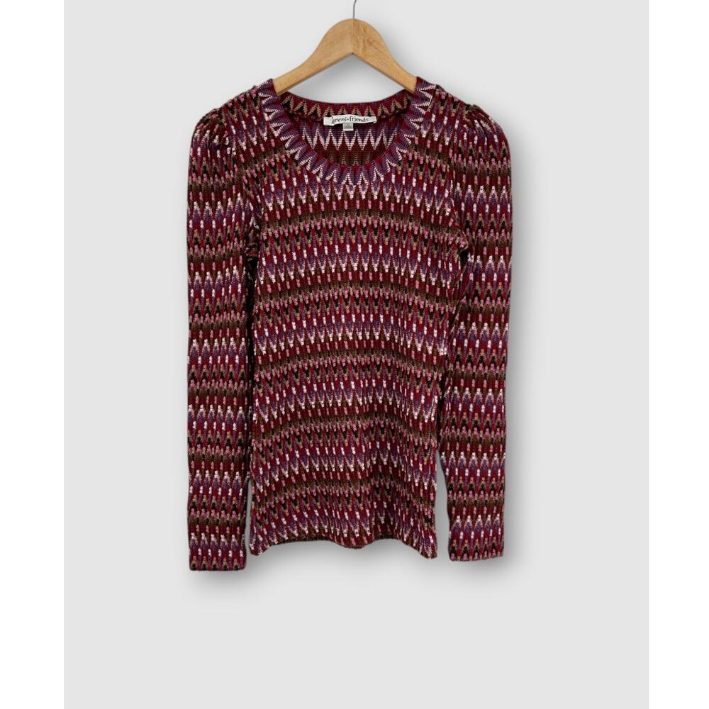 Lovers + Friends Zig Zag Chevron Knit Top Long Sleeve Size Medium